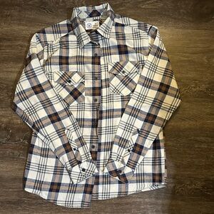 Hurley Men's Plaid Shirt in Cream and Brown